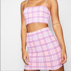 BRAND NEW PLAID BOOHOO SET